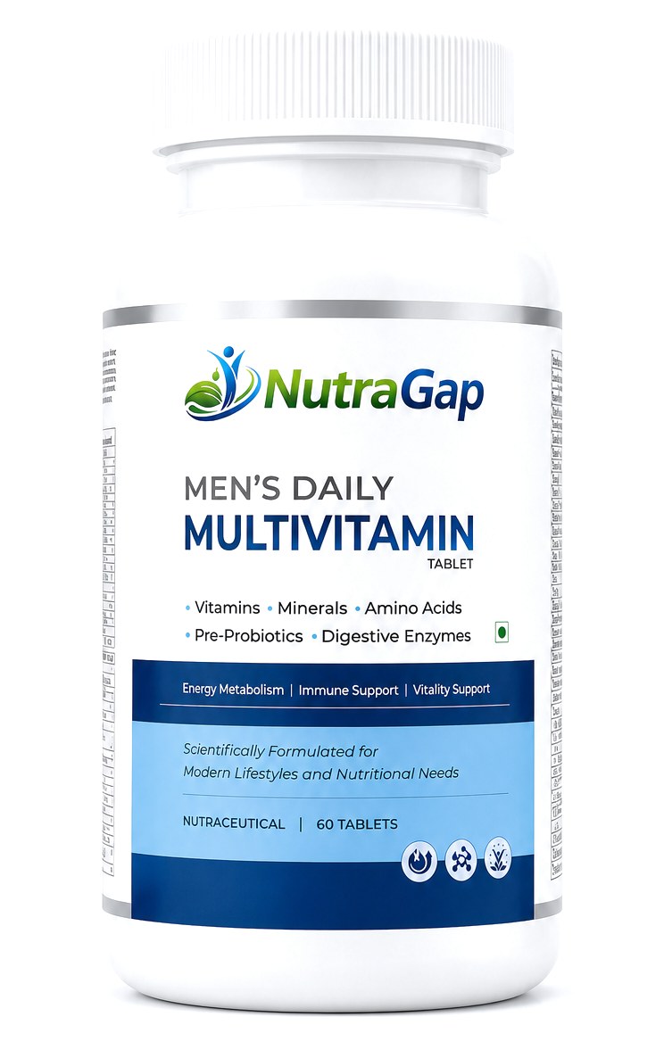 NutraGap Men's Daily Multivitamin bottle, 60 film-coated tablets